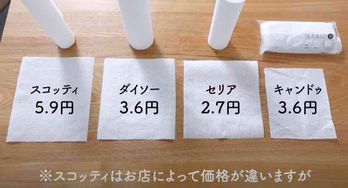 スコッティファインと100均の「洗えるペーパータオル」の価格